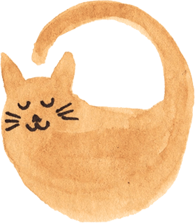 happy round orange cat watercolor illustration